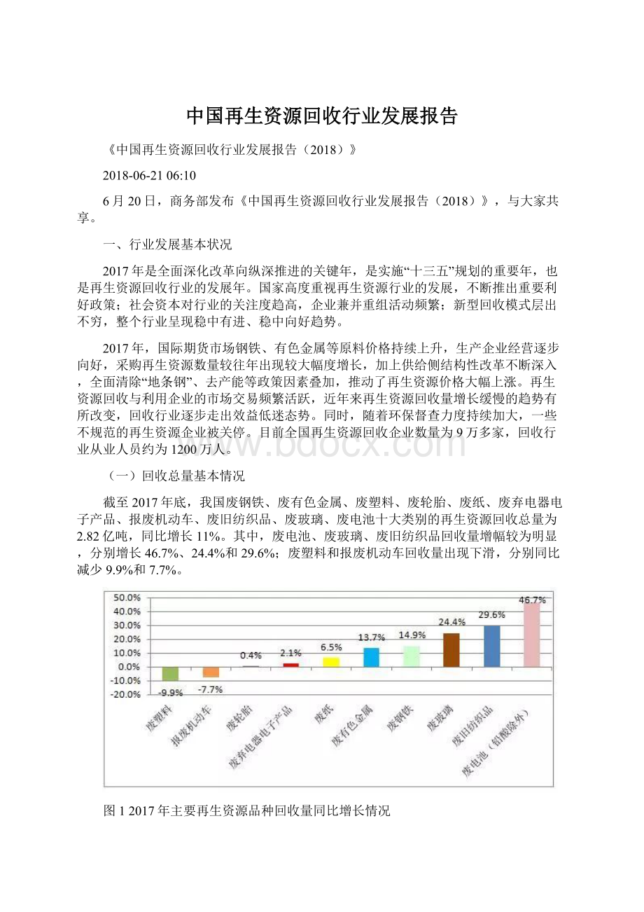 中国再生资源回收行业发展报告Word文档格式.docx_第1页