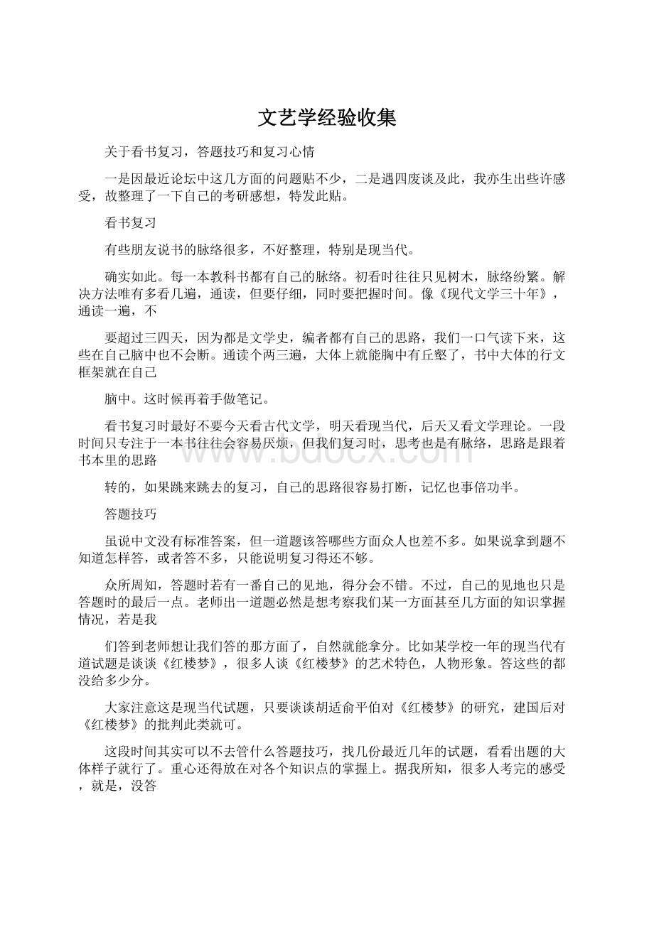 文艺学经验收集Word格式.docx