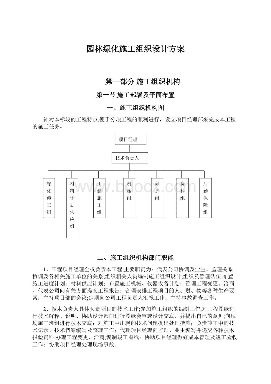 园林绿化施工组织设计方案Word文档下载推荐.docx