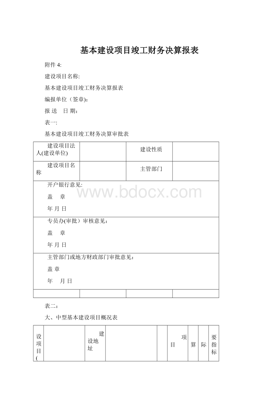 基本建设项目竣工财务决算报表Word格式文档下载.docx_第1页