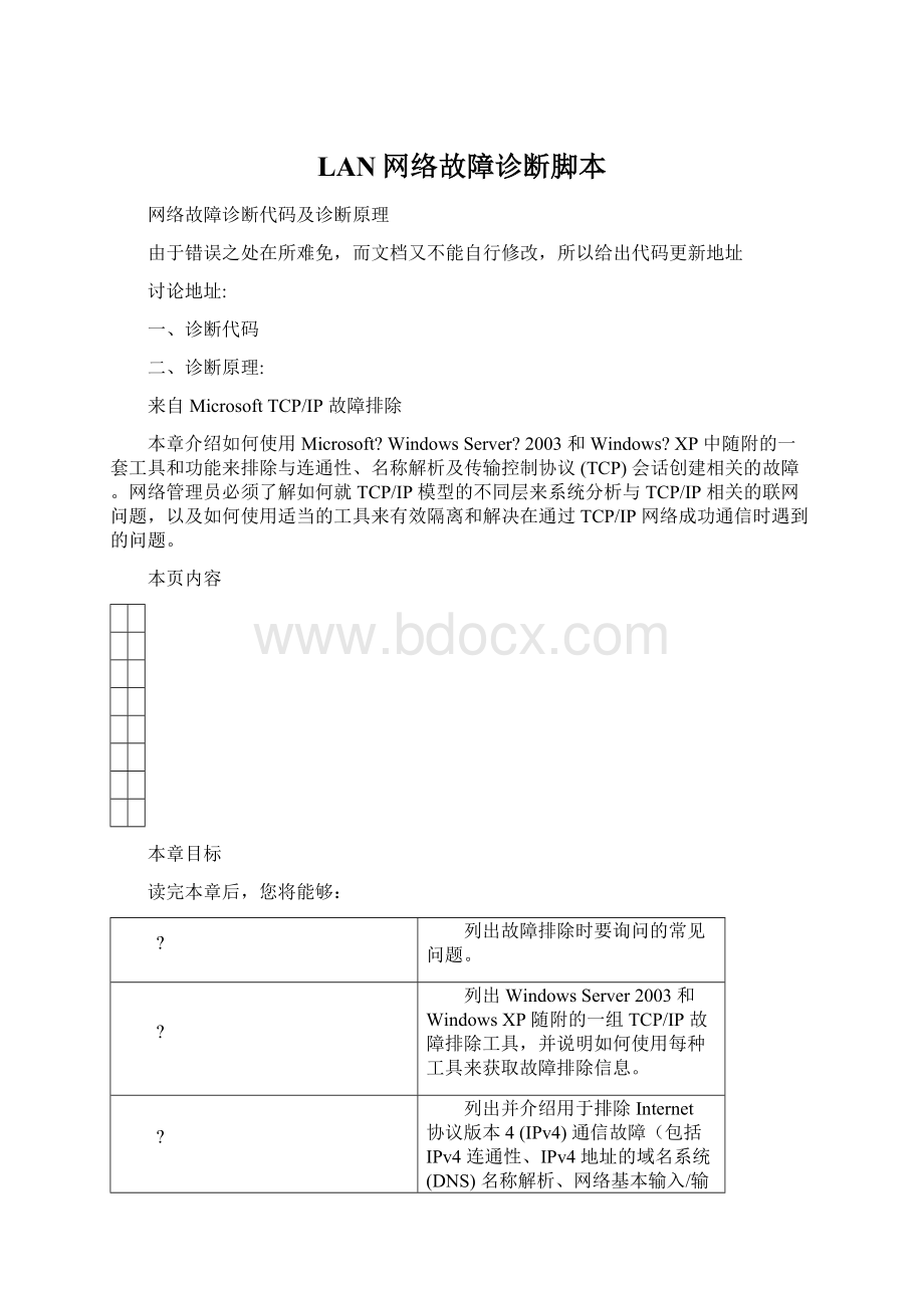 LAN网络故障诊断脚本Word文档下载推荐.docx_第1页