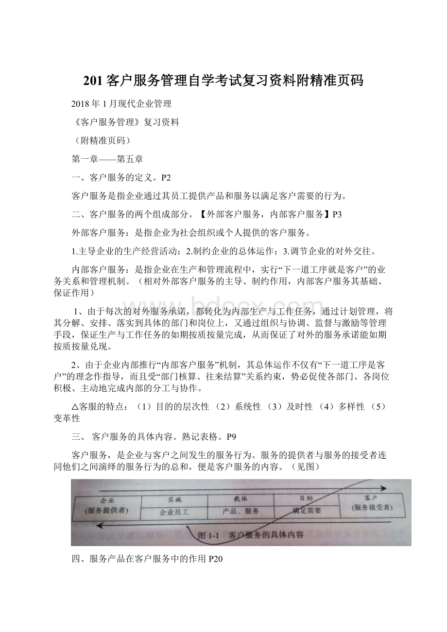 201客户服务管理自学考试复习资料附精准页码.docx_第1页