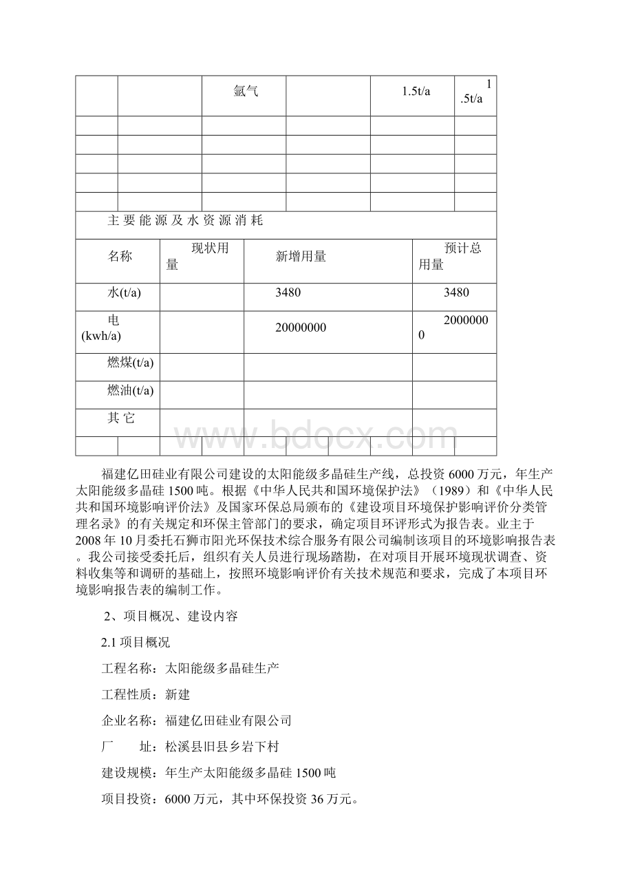 太阳能级多晶硅生产环境评估报告表文档格式.docx_第2页