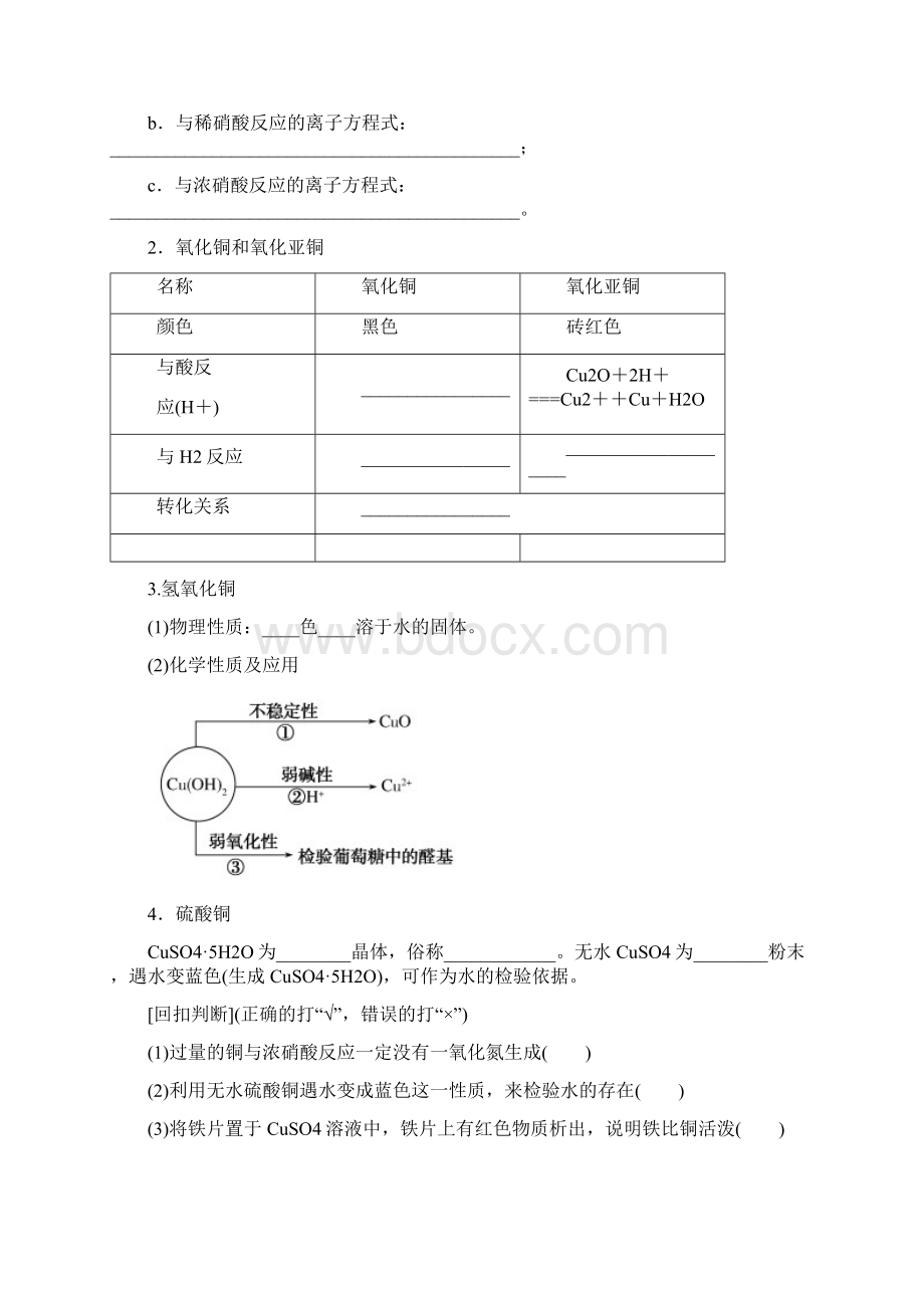 专题四第4讲 铜及其化合物金属资源高考化学一轮复习金版导学案必修部分Word格式文档下载.docx_第2页