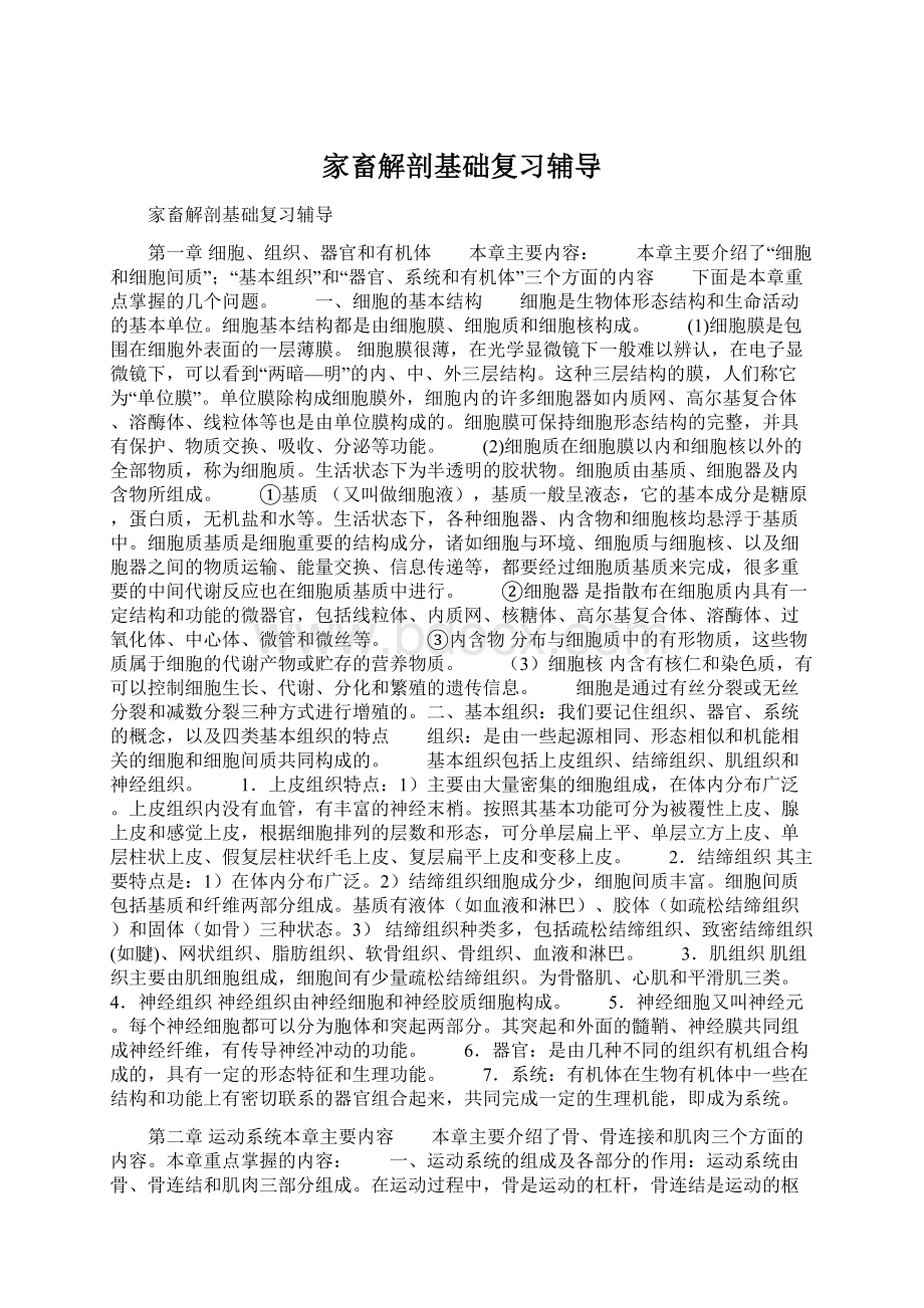 家畜解剖基础复习辅导Word文件下载.docx