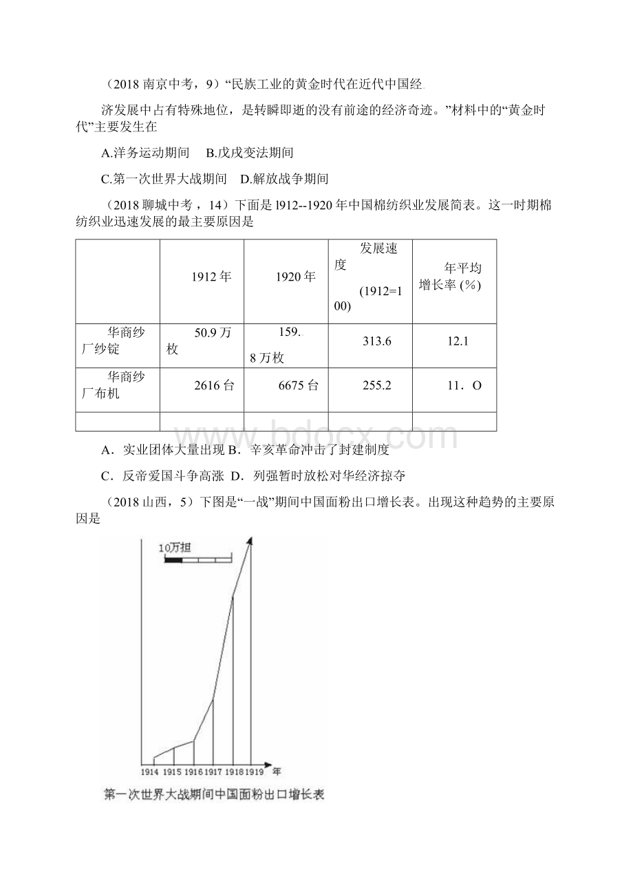 中国近代民族工业的发展测试题文档格式.docx_第3页