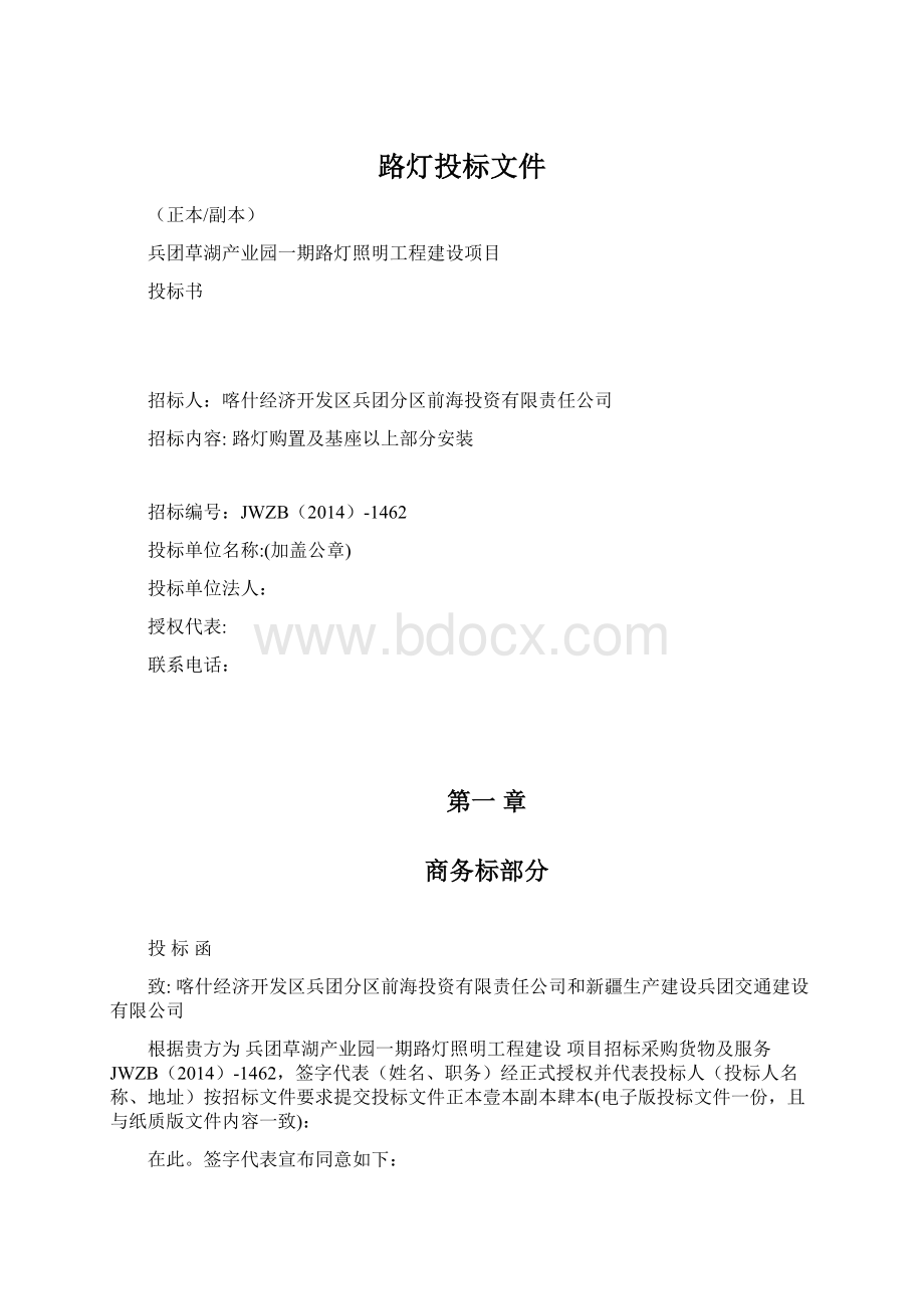 路灯投标文件.docx_第1页