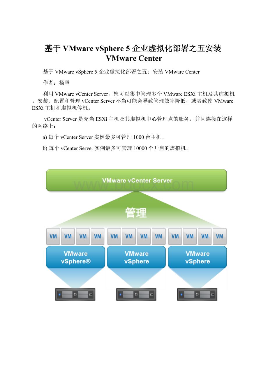 基于VMware vSphere 5 企业虚拟化部署之五安装VMware CenterWord文档格式.docx_第1页