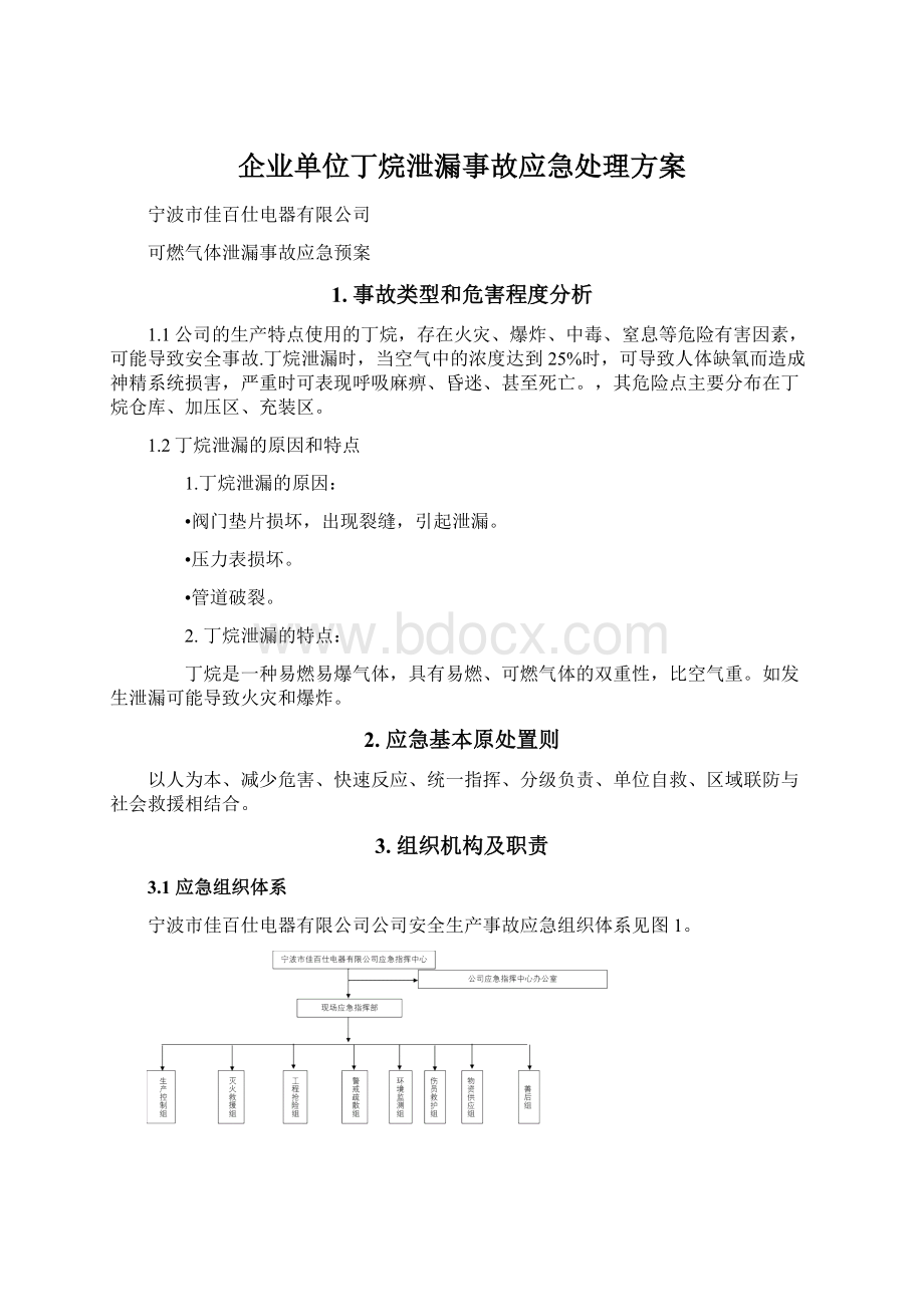 企业单位丁烷泄漏事故应急处理方案文档格式.docx