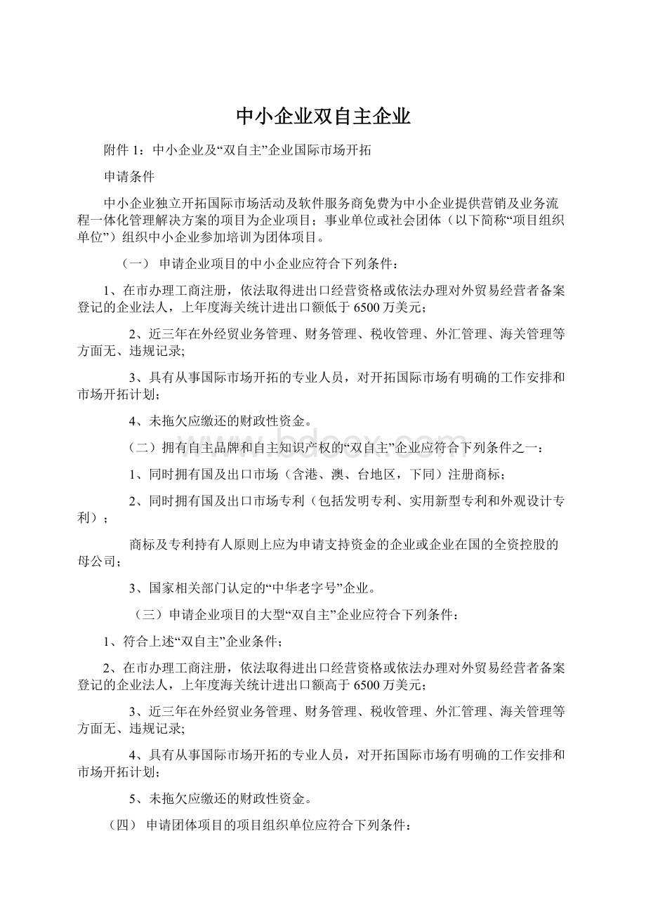 中小企业双自主企业Word文件下载.docx