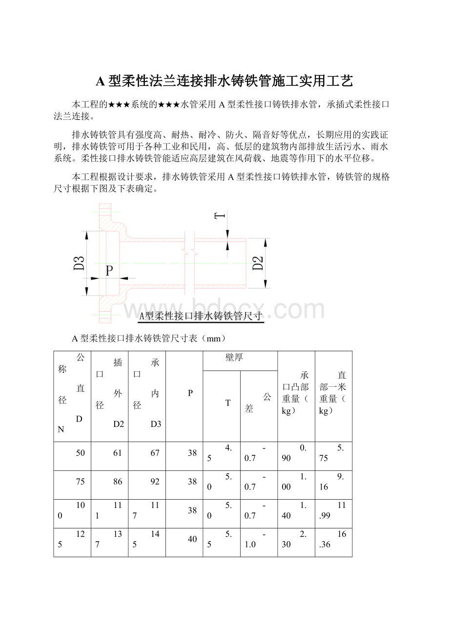 A型柔性法兰连接排水铸铁管施工实用工艺.docx_第1页