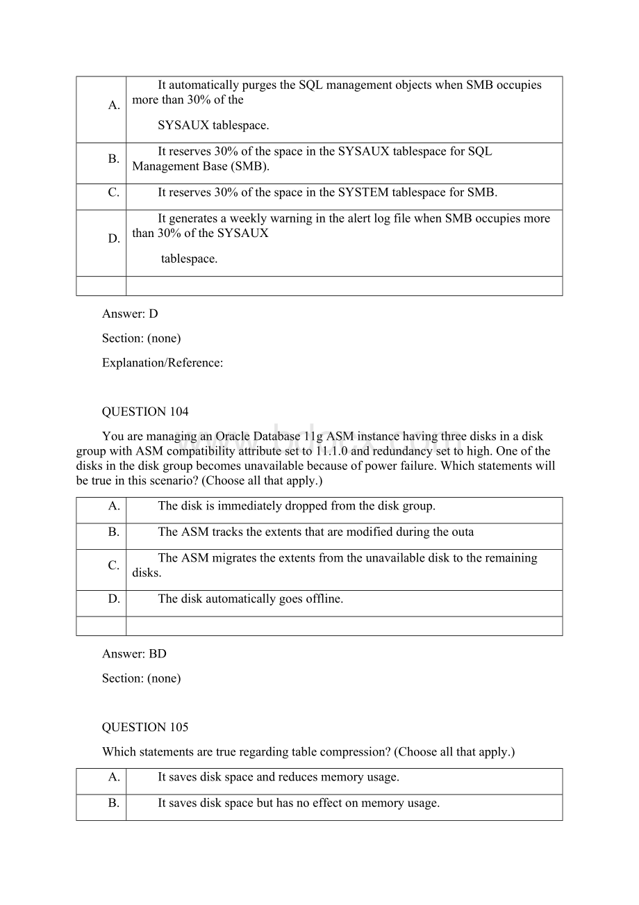 ORACLE 11G OCP 管理2 WorkshopII 1Z0053 题库100200之间题.docx_第3页