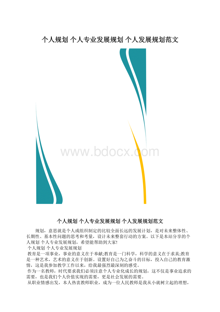 个人规划 个人专业发展规划 个人发展规划范文.docx_第1页