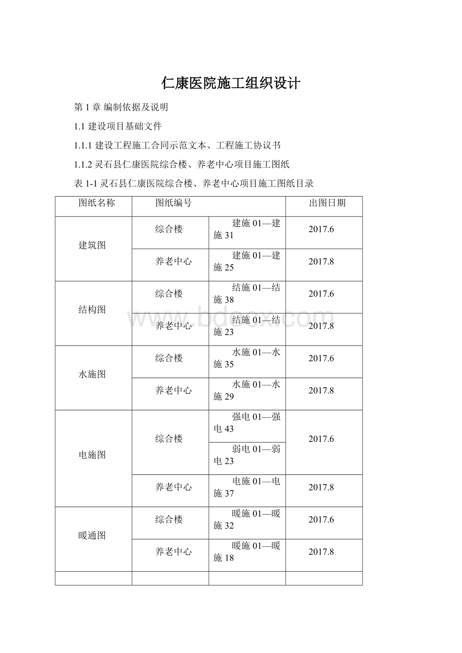 仁康医院施工组织设计文档格式.docx