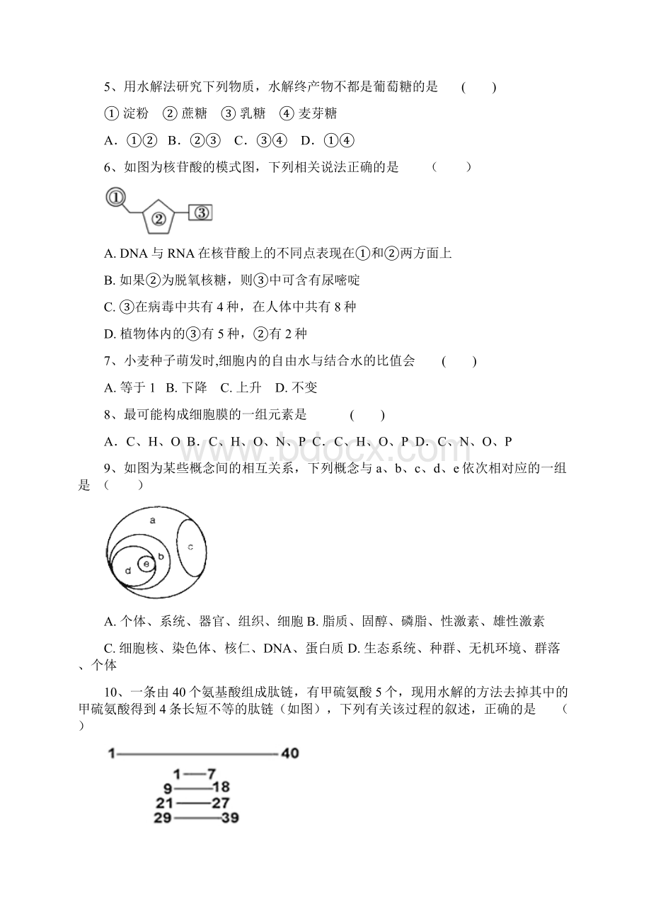 安徽省六安市舒城中学学年高一生物下学期开学考试试题.docx_第2页