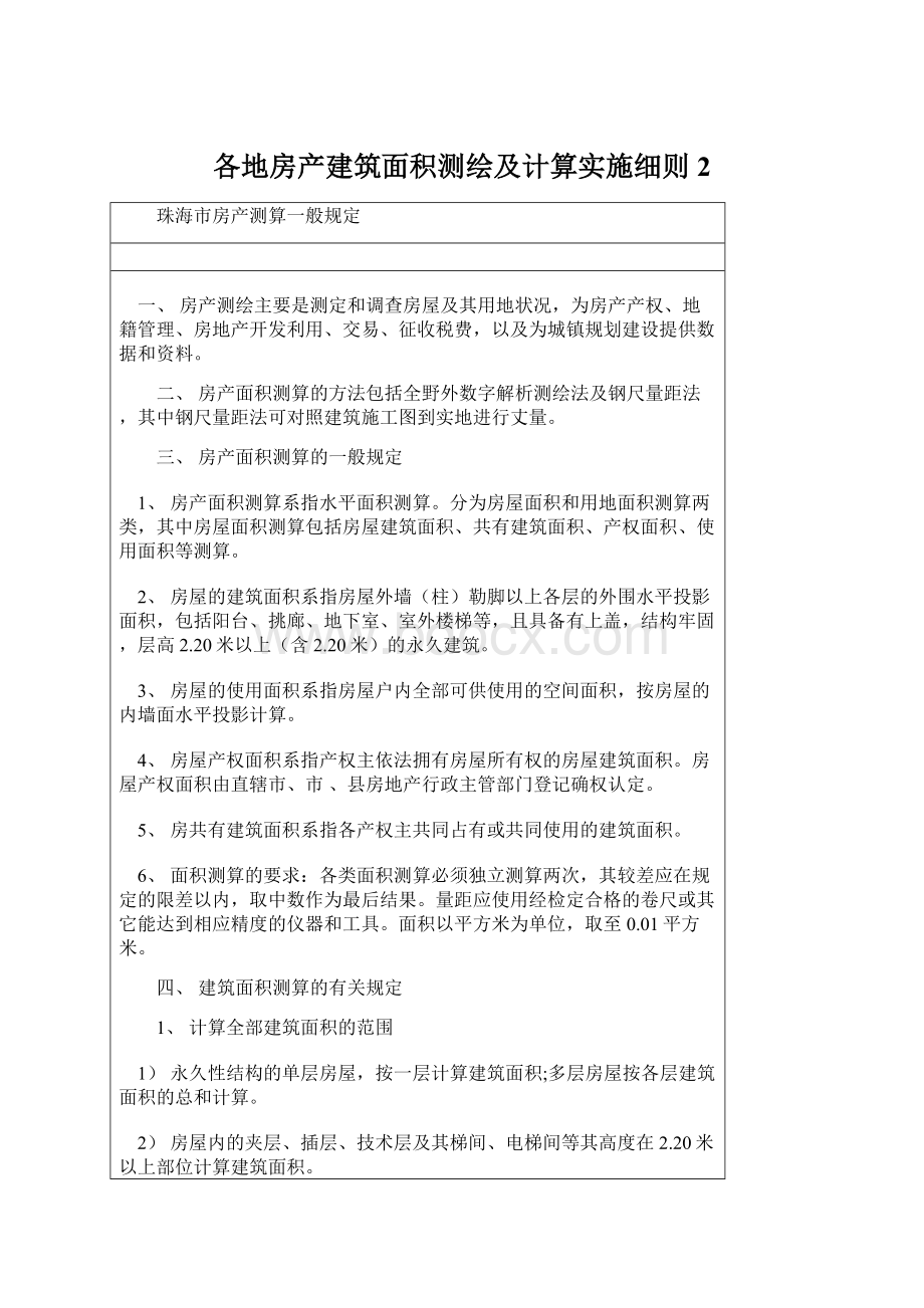 各地房产建筑面积测绘及计算实施细则2Word格式.docx_第1页