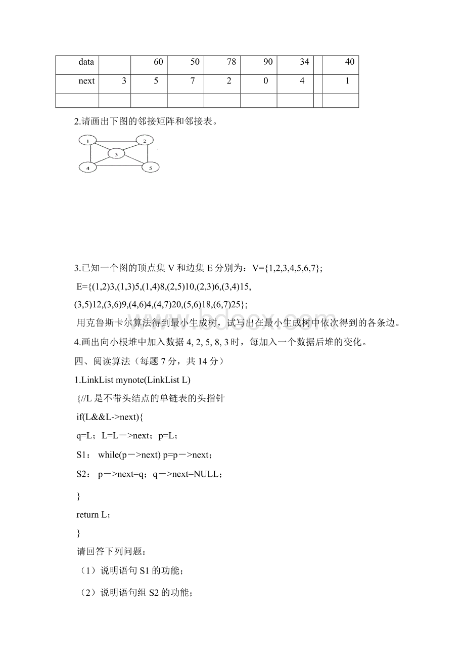 云南省专升本十套数据结构试题及答案Word文档格式.docx_第3页