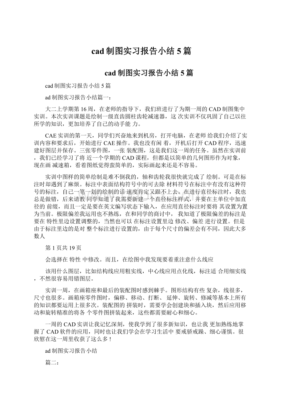 cad制图实习报告小结5篇.docx