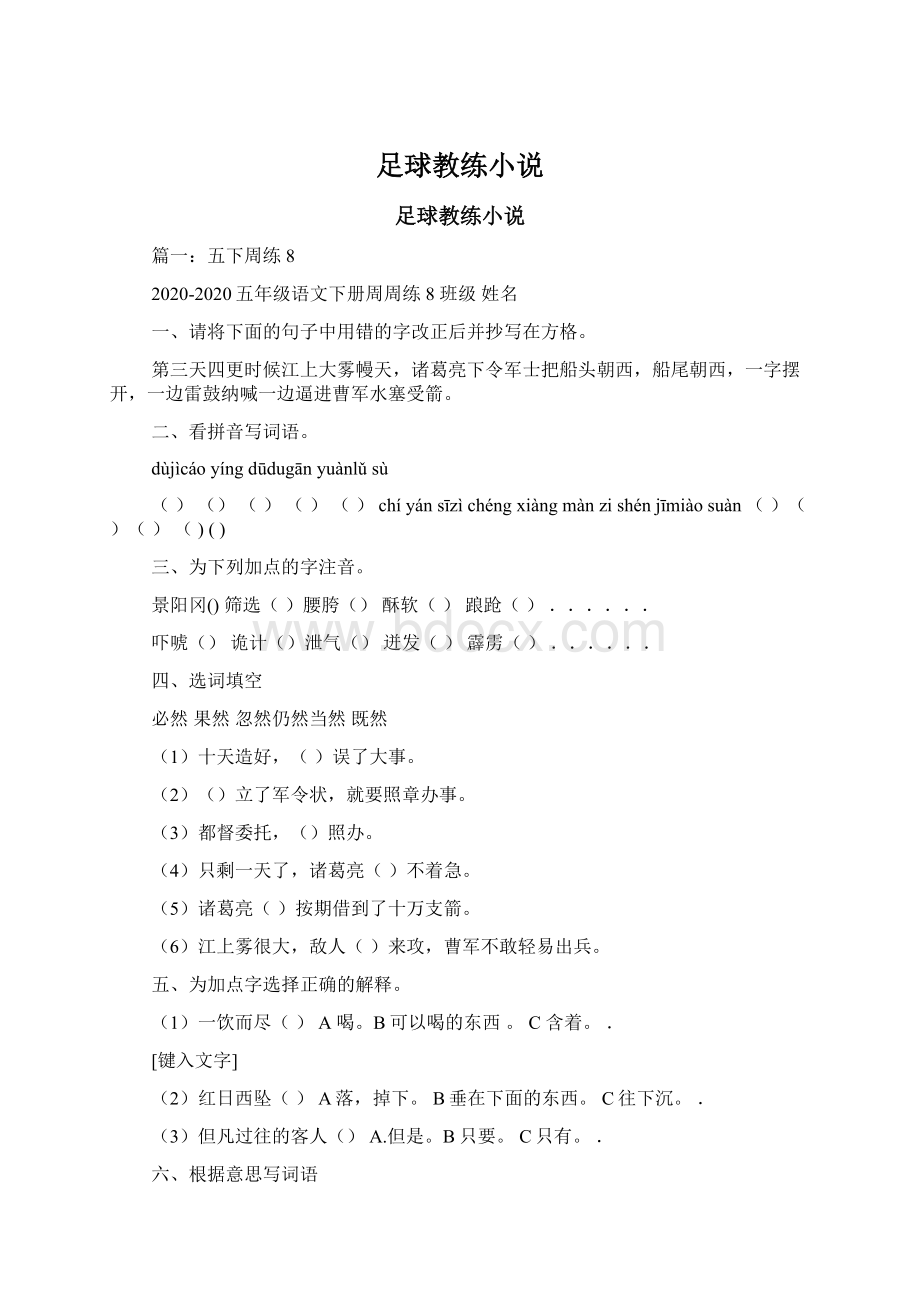 足球教练小说.docx_第1页