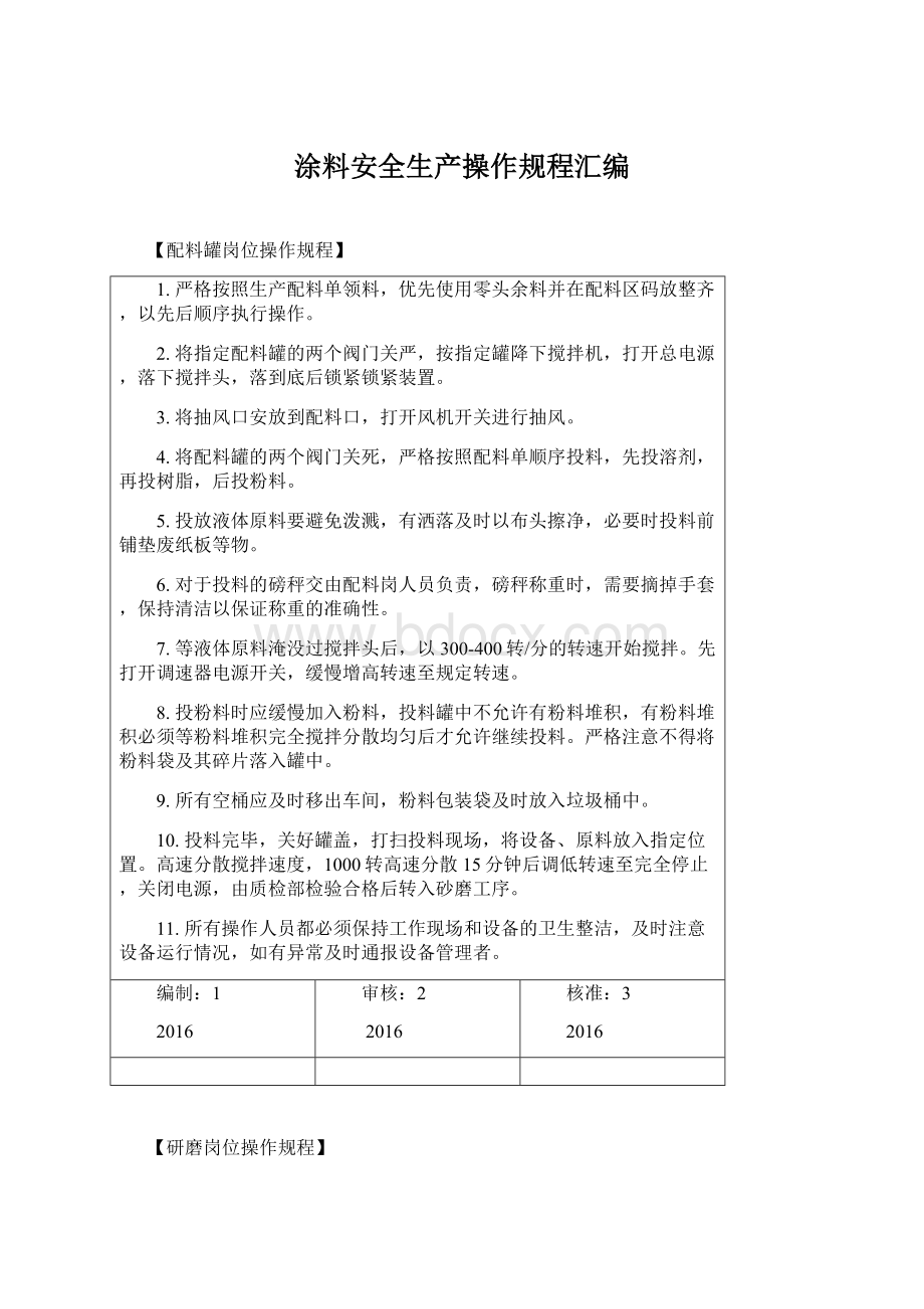 涂料安全生产操作规程汇编.docx_第1页