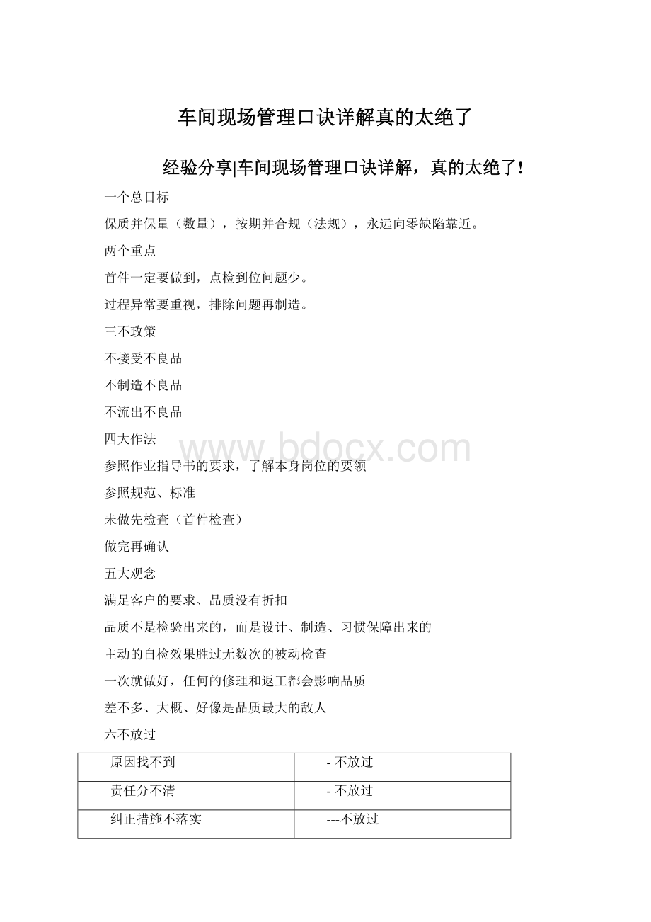 车间现场管理口诀详解真的太绝了Word文档下载推荐.docx_第1页