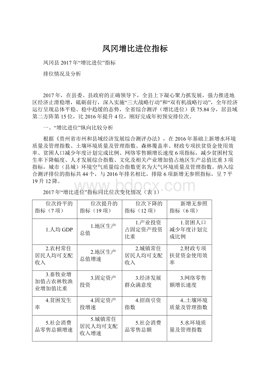 凤冈增比进位指标Word文档下载推荐.docx