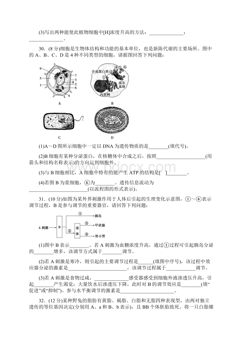 高三生物二轮复习 高考仿真模拟演练一.docx_第3页