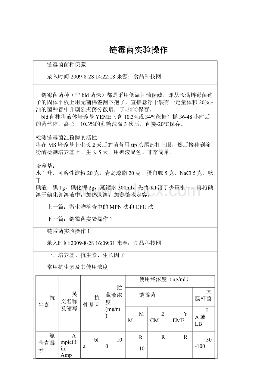 链霉菌实验操作文档格式.docx