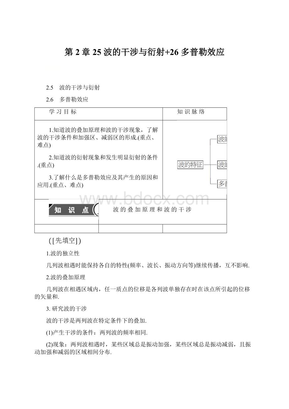 第2章 25 波的干涉与衍射+26 多普勒效应Word文件下载.docx