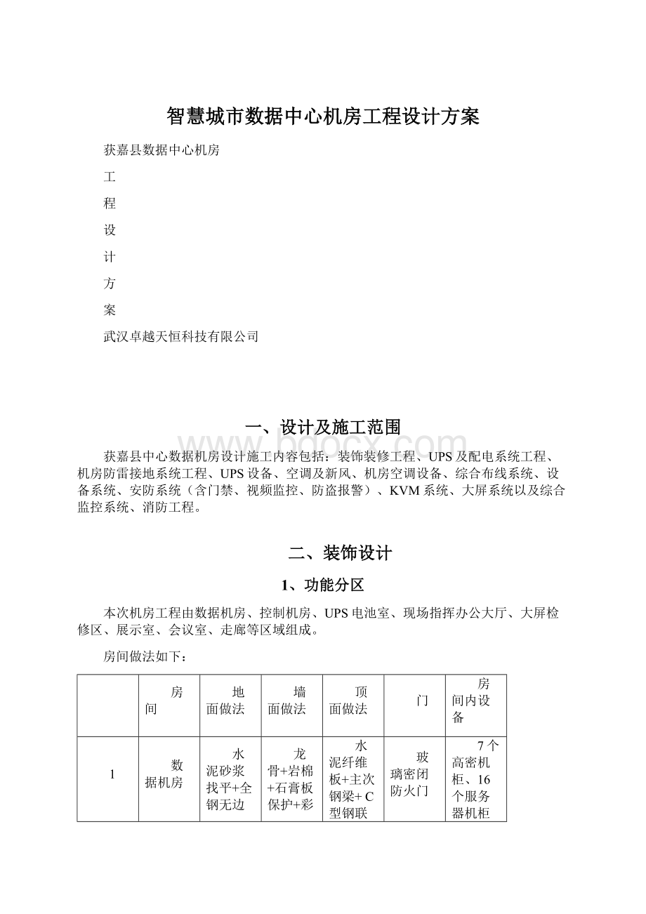 智慧城市数据中心机房工程设计方案.docx_第1页