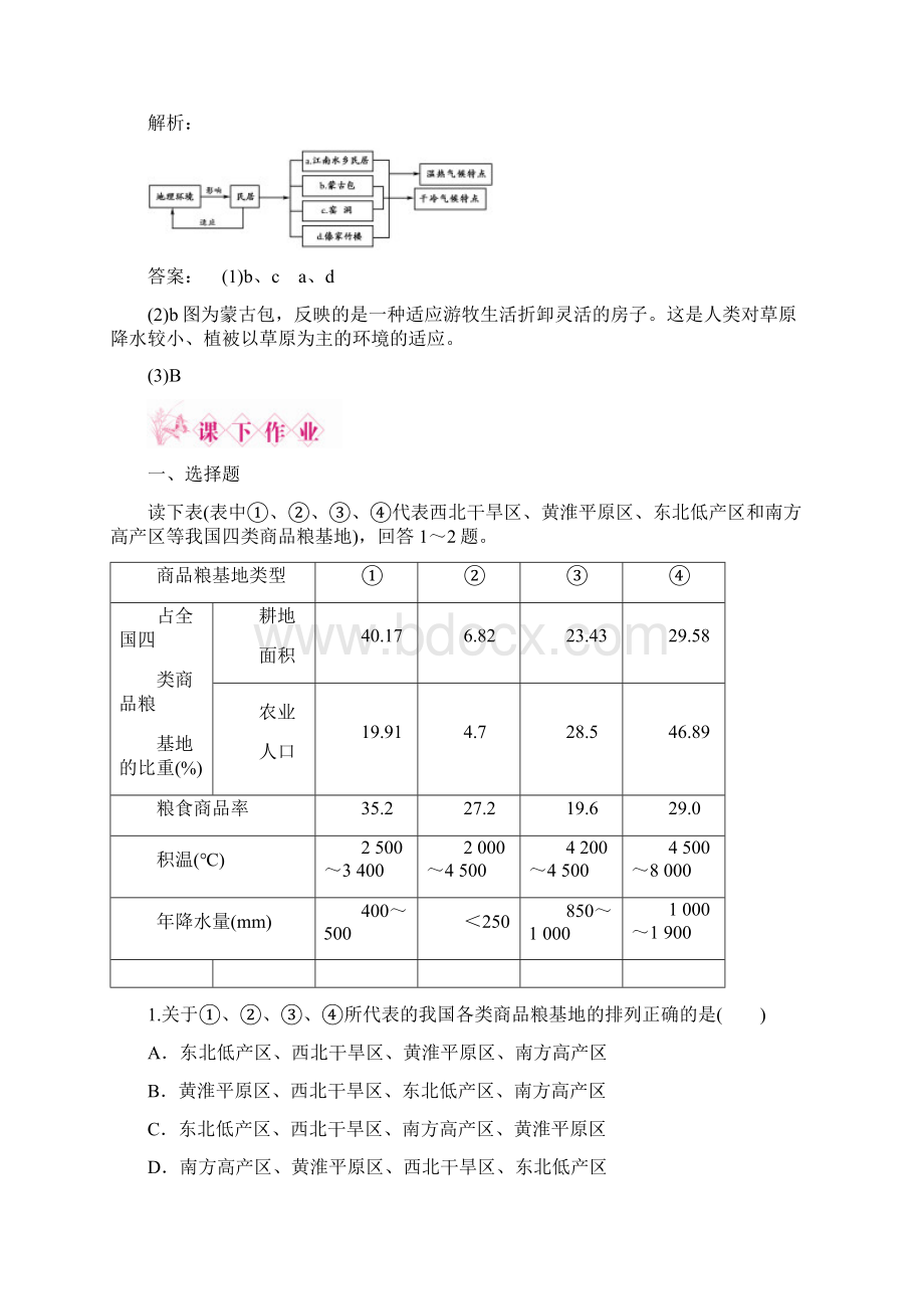 高中地理第1单元第二节自然环境和人类活动的区域差异单元检测同步导学鲁教版必修3Word文档下载推荐.docx_第3页