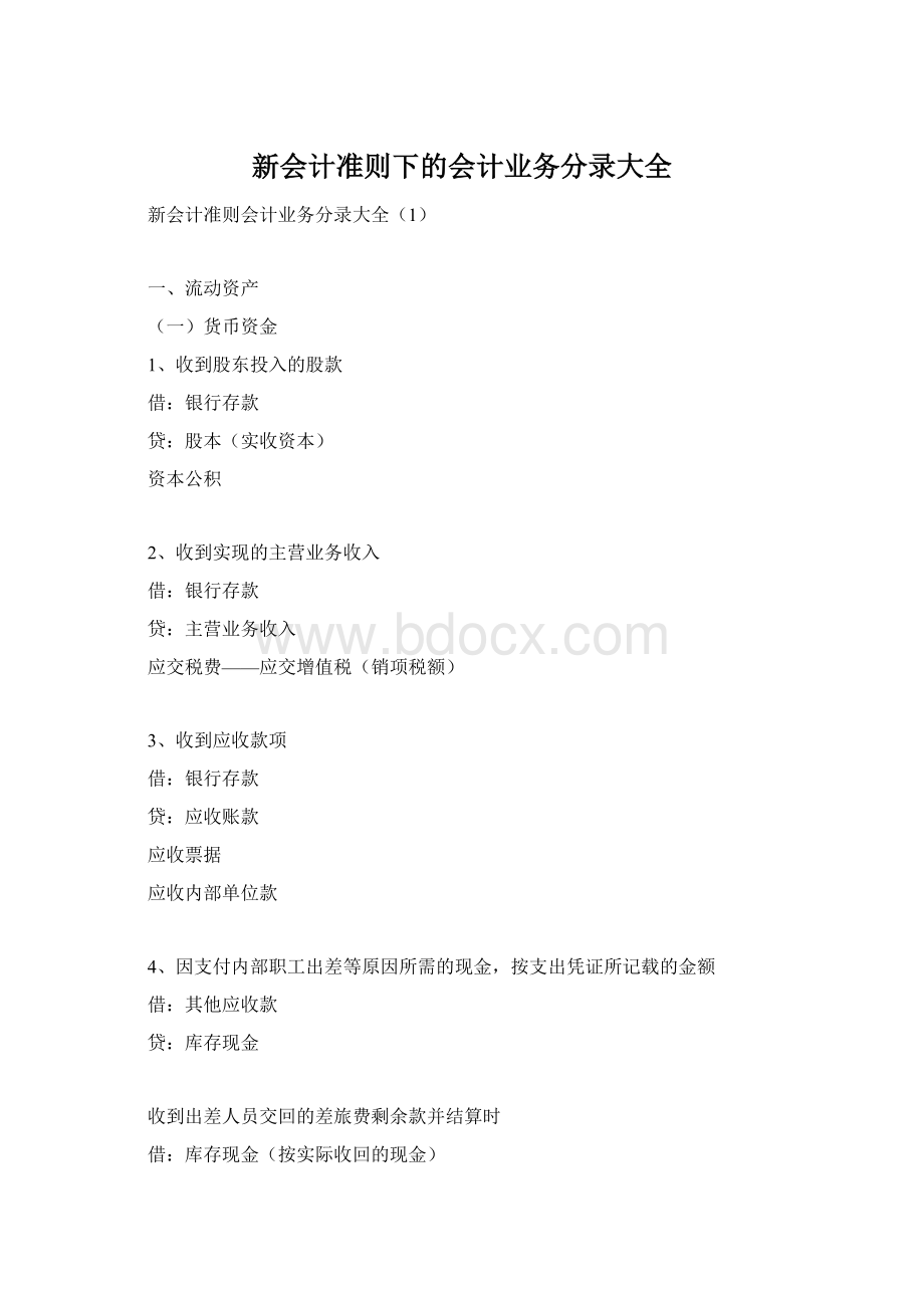 新会计准则下的会计业务分录大全.docx