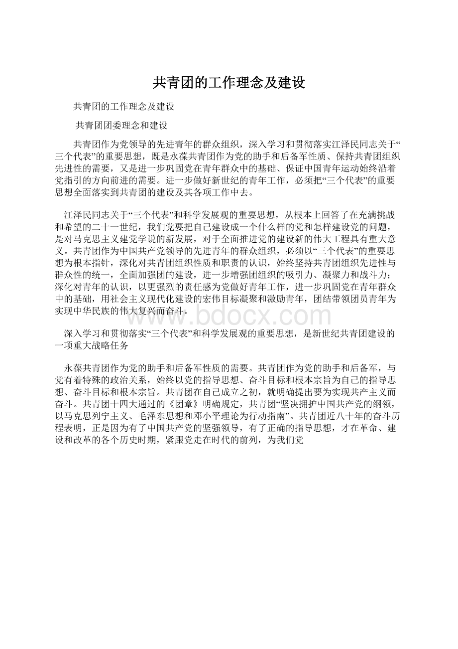 共青团的工作理念及建设文档格式.docx