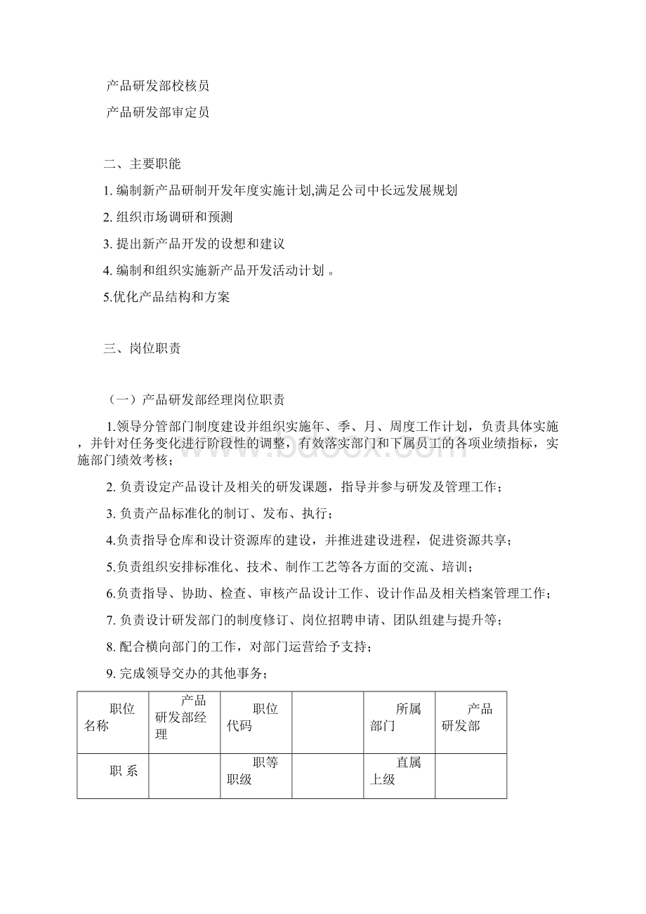 产品研发部岗位职责说明书.docx_第2页