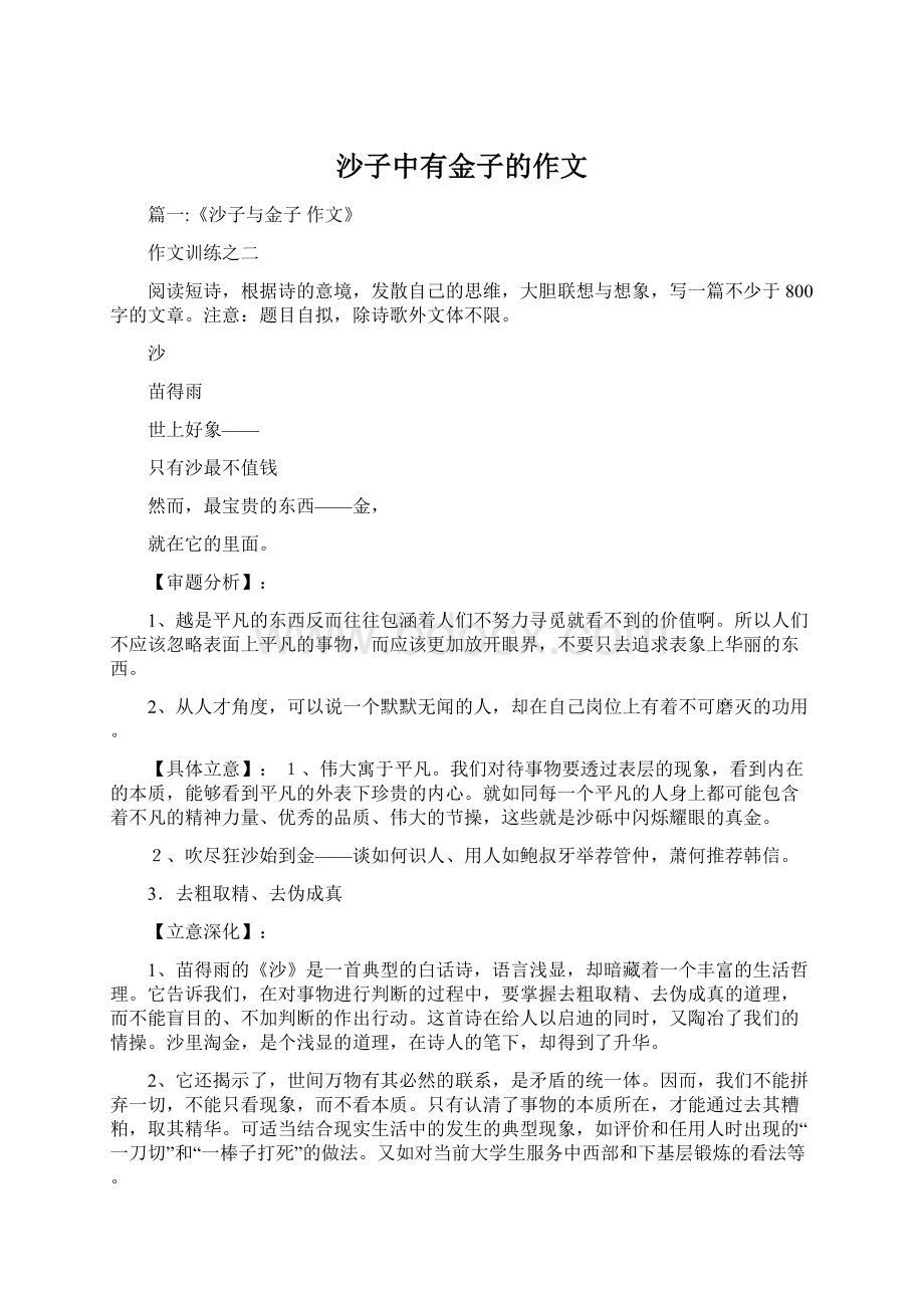 沙子中有金子的作文Word文档格式.docx_第1页