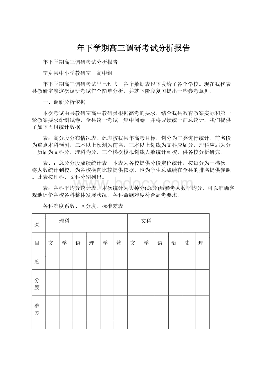 年下学期高三调研考试分析报告Word文档下载推荐.docx_第1页