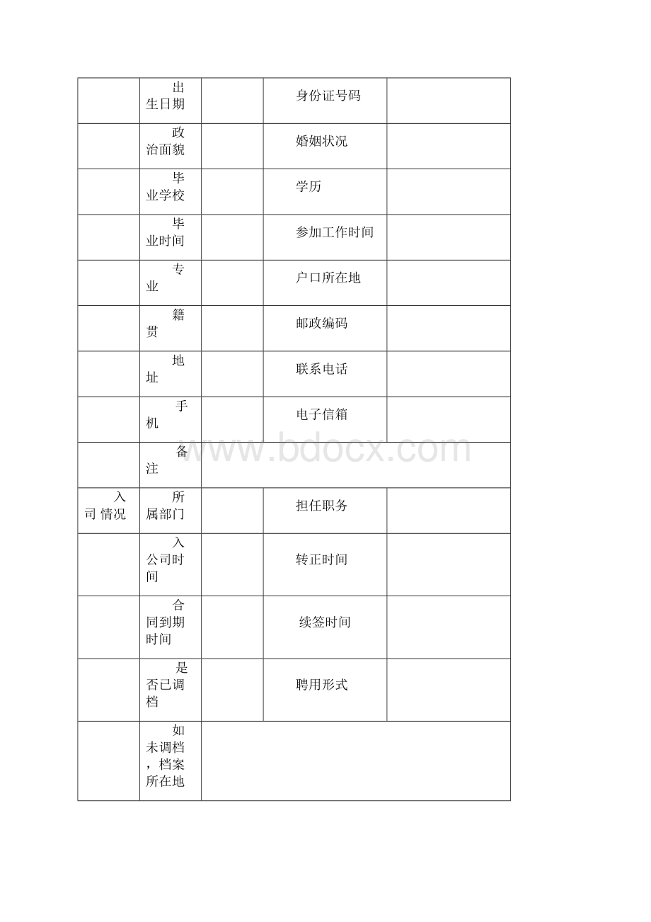 员工档案表Word文档格式.docx_第2页