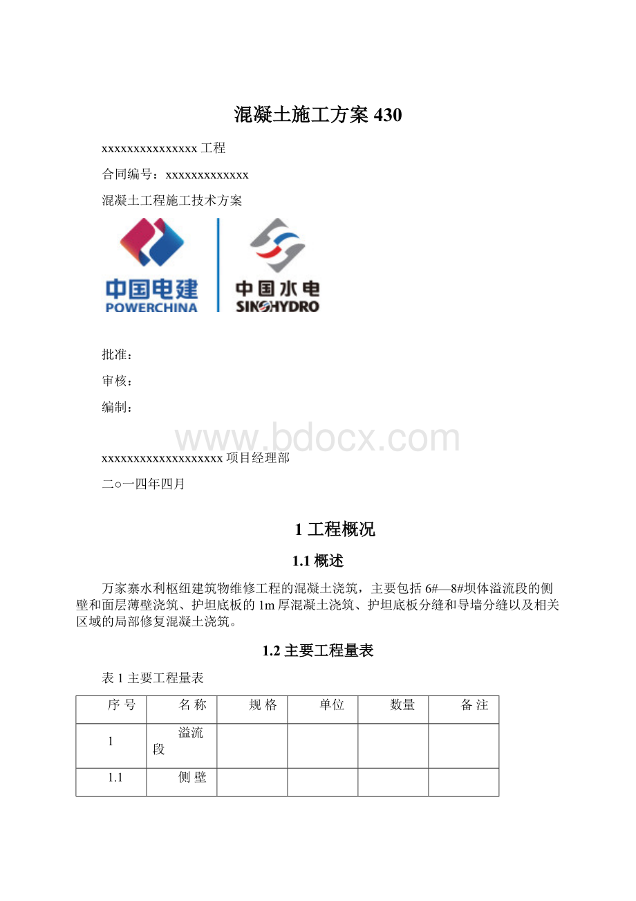 混凝土施工方案430.docx_第1页