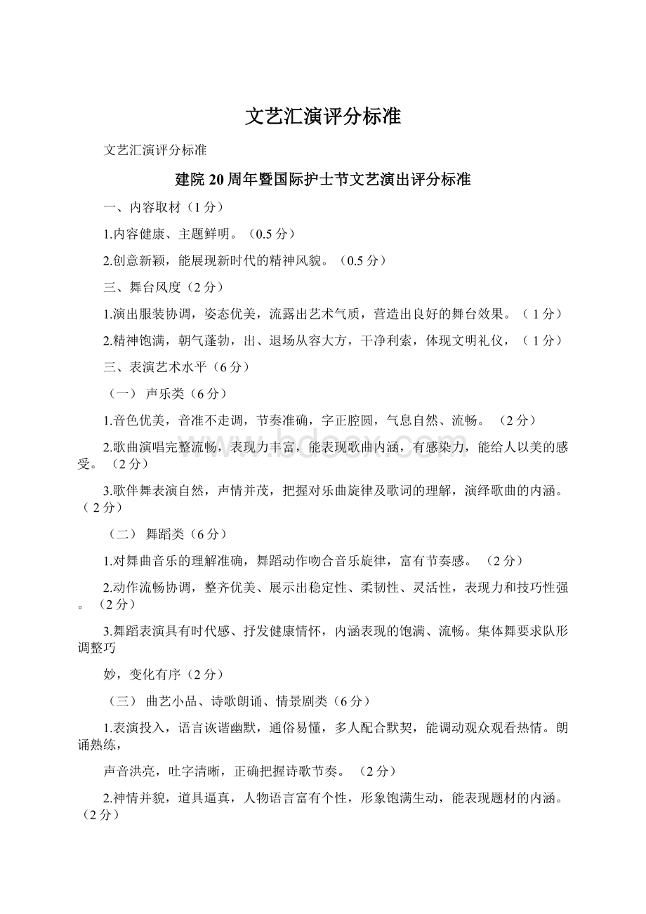 文艺汇演评分标准Word格式文档下载.docx