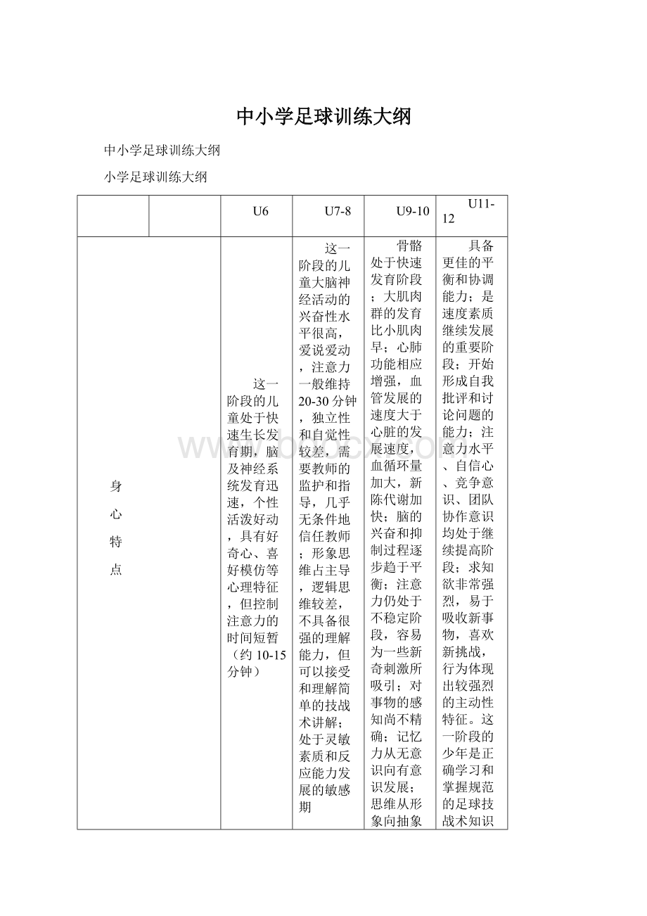 中小学足球训练大纲.docx_第1页