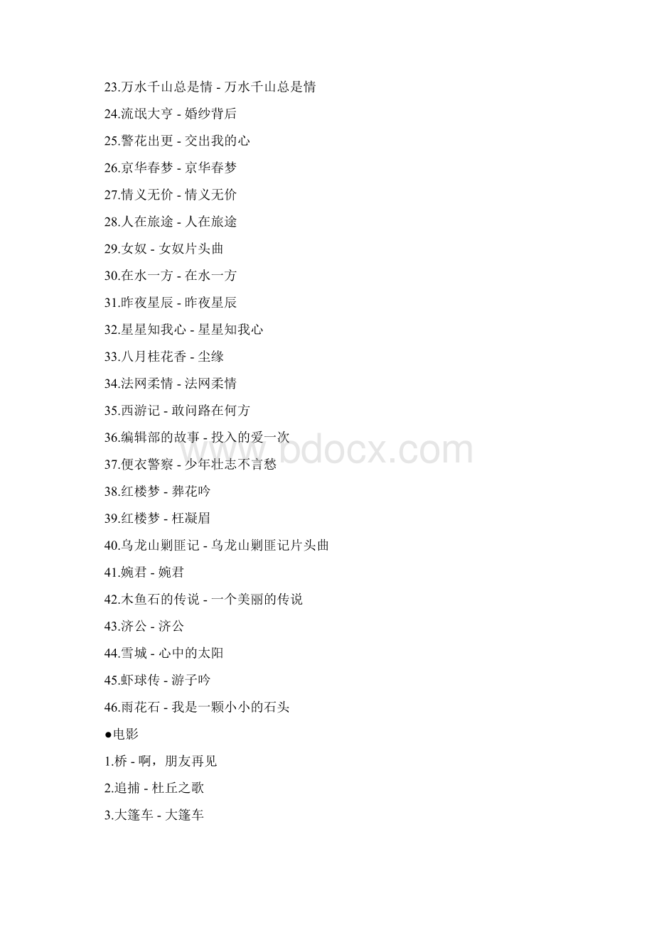 代的部分电影歌曲Word文件下载.docx_第2页