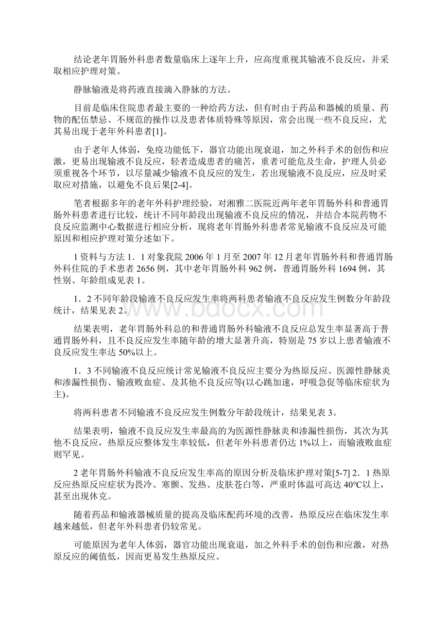 老年胃肠外科患者常见输液不良反应及护理对策临床医学论文.docx_第2页