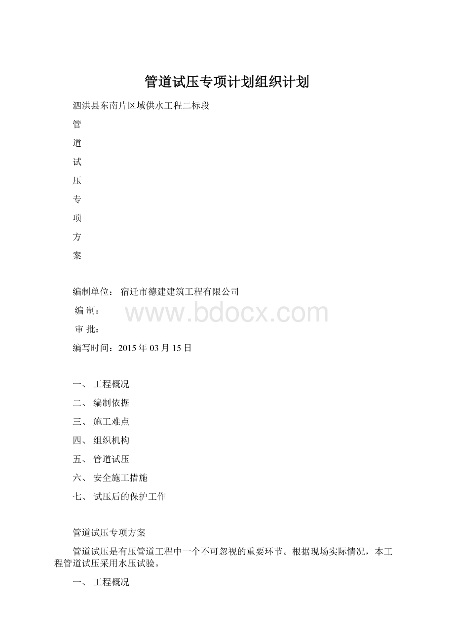 管道试压专项计划组织计划Word文件下载.docx