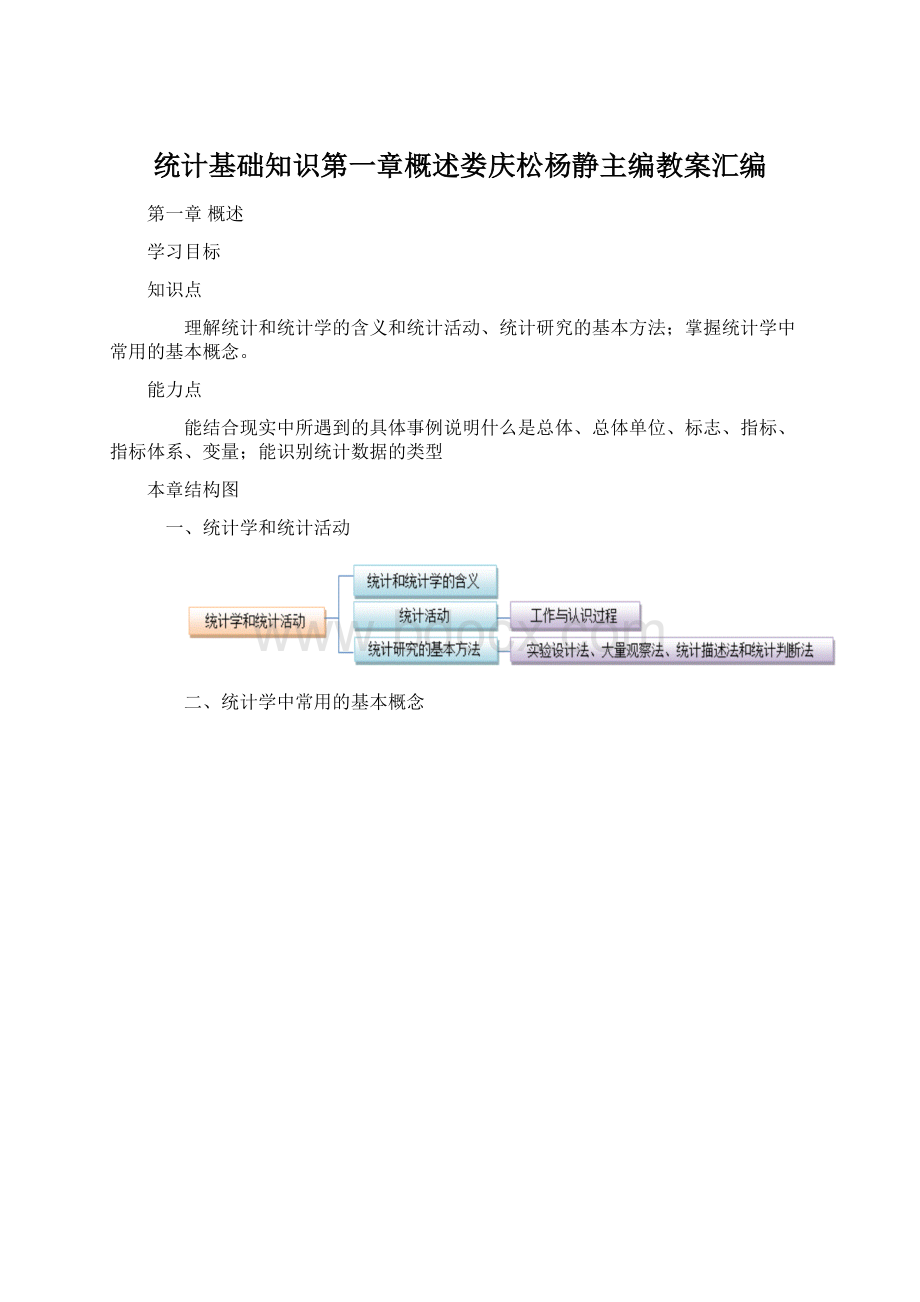 统计基础知识第一章概述娄庆松杨静主编教案汇编.docx_第1页