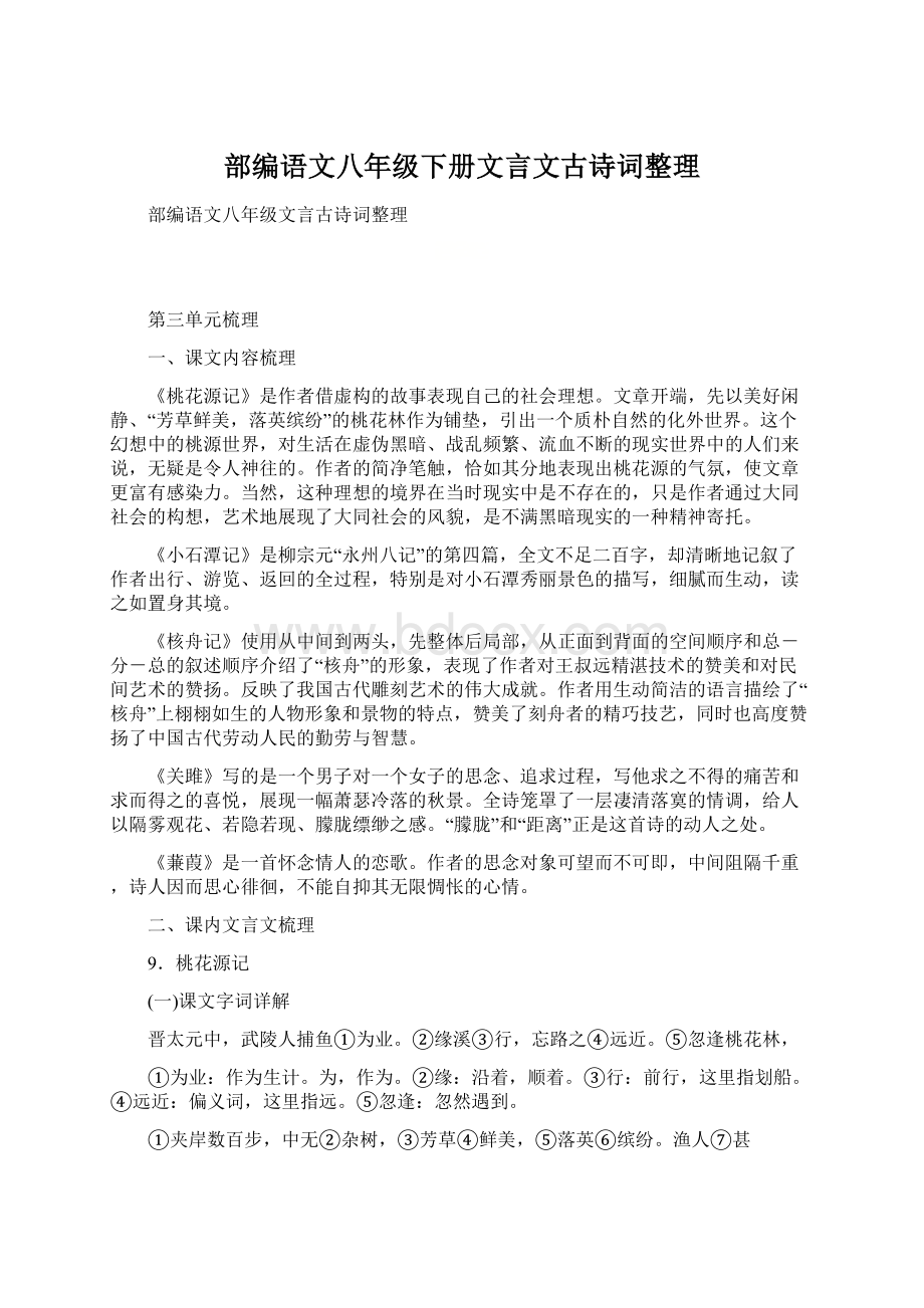 部编语文八年级下册文言文古诗词整理.docx_第1页