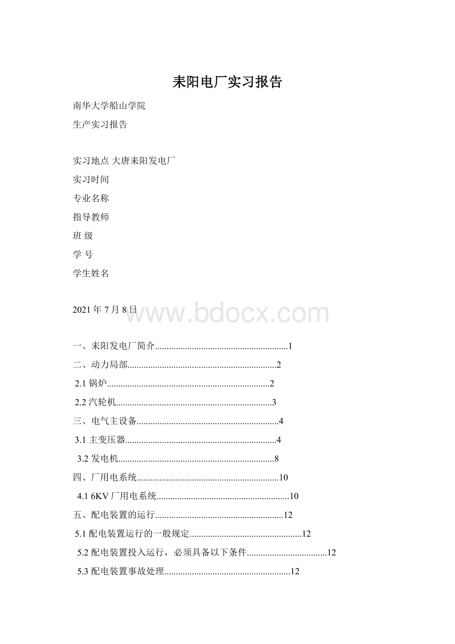 耒阳电厂实习报告Word文档格式.docx