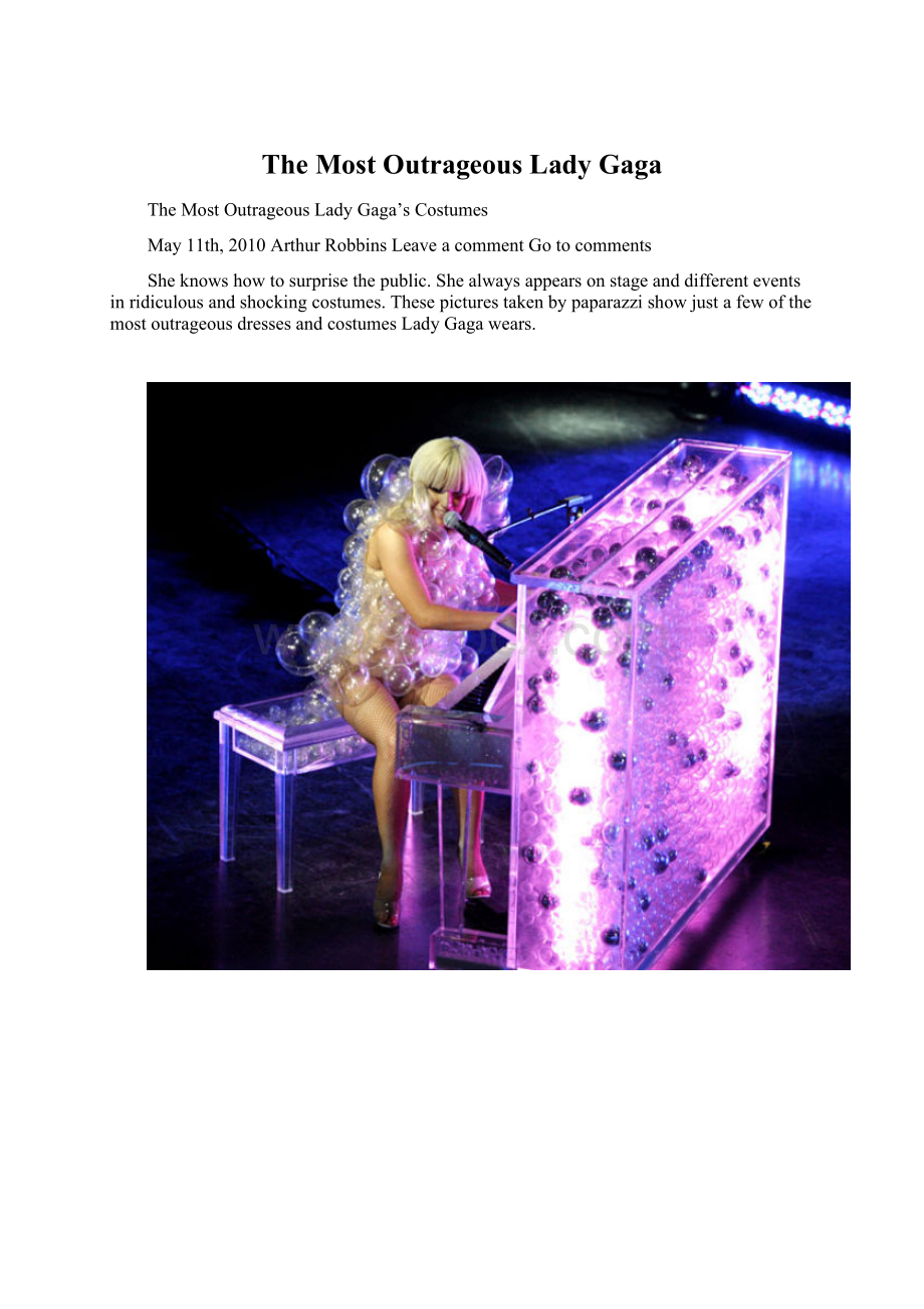The Most Outrageous Lady Gaga文档格式.docx