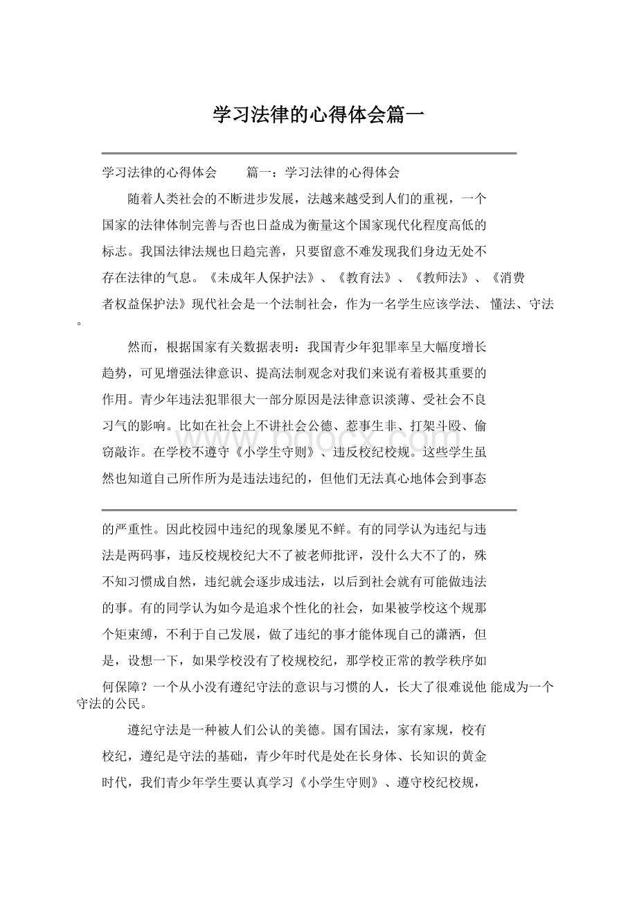 学习法律的心得体会篇一文档格式.docx