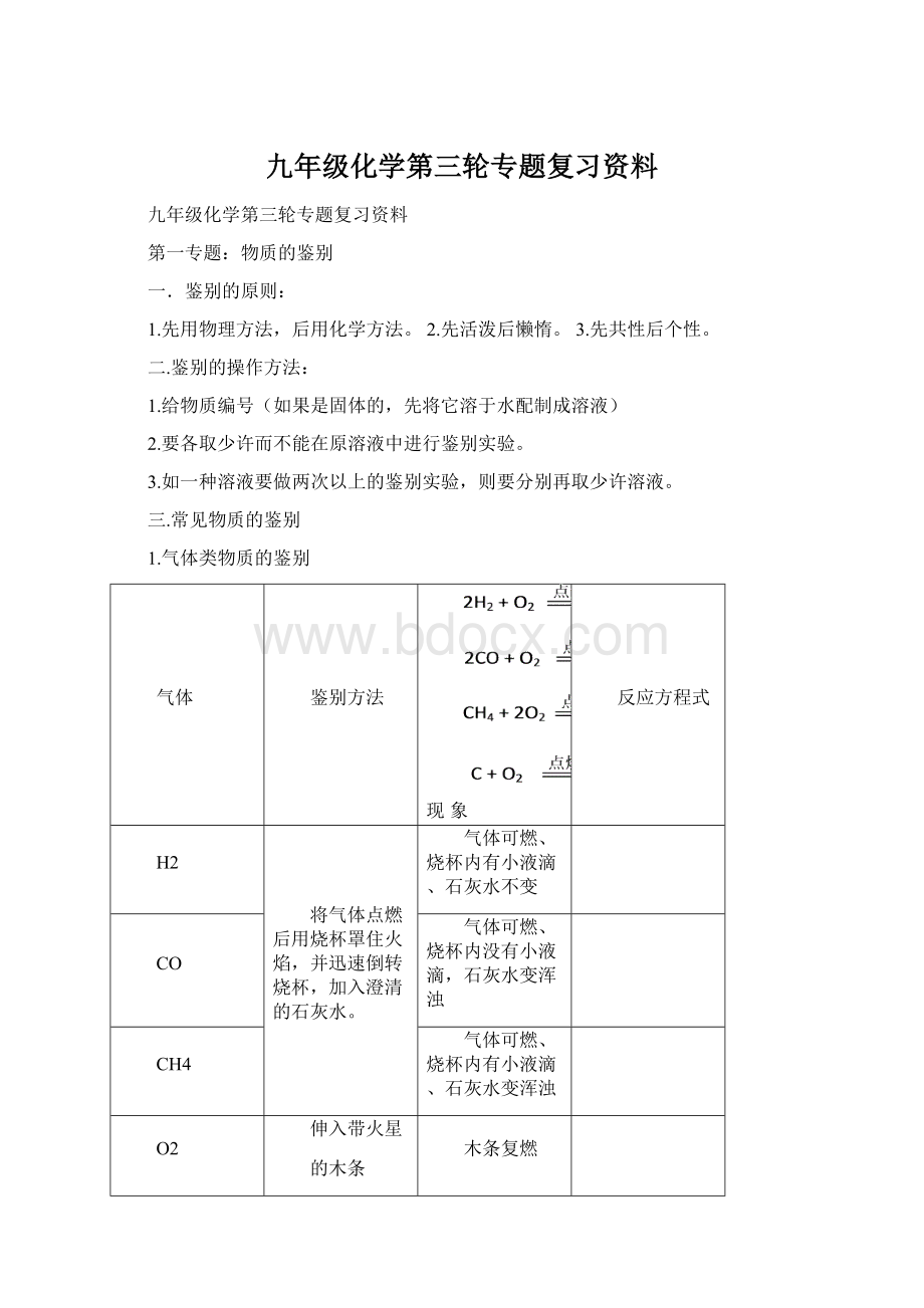 九年级化学第三轮专题复习资料Word文档格式.docx