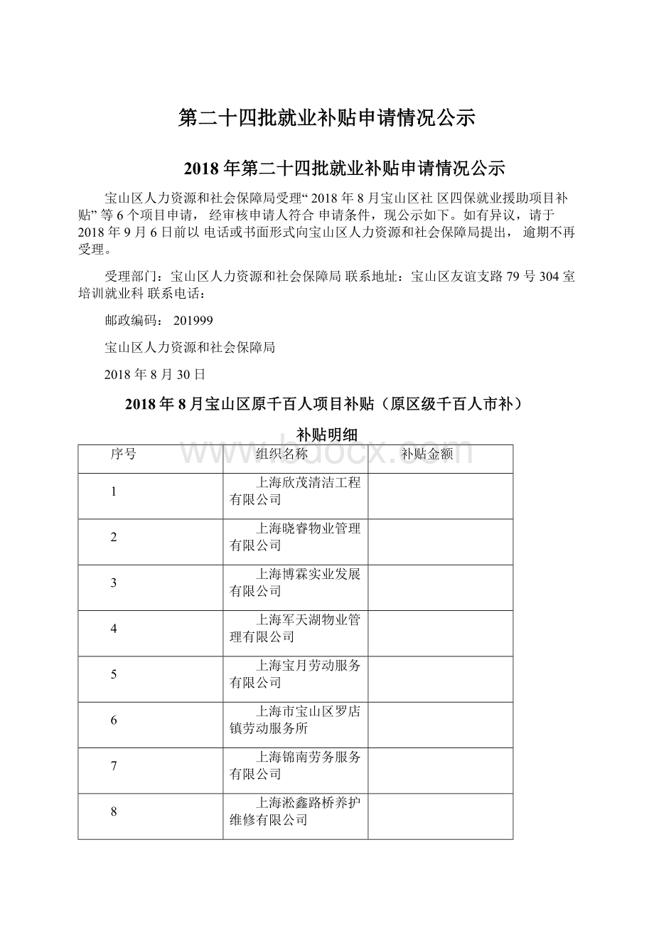 第二十四批就业补贴申请情况公示.docx_第1页